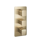 JTP HIX Thermostatic Concealed 3 Outlet Shower Valve, Vertical in Brushed Brass