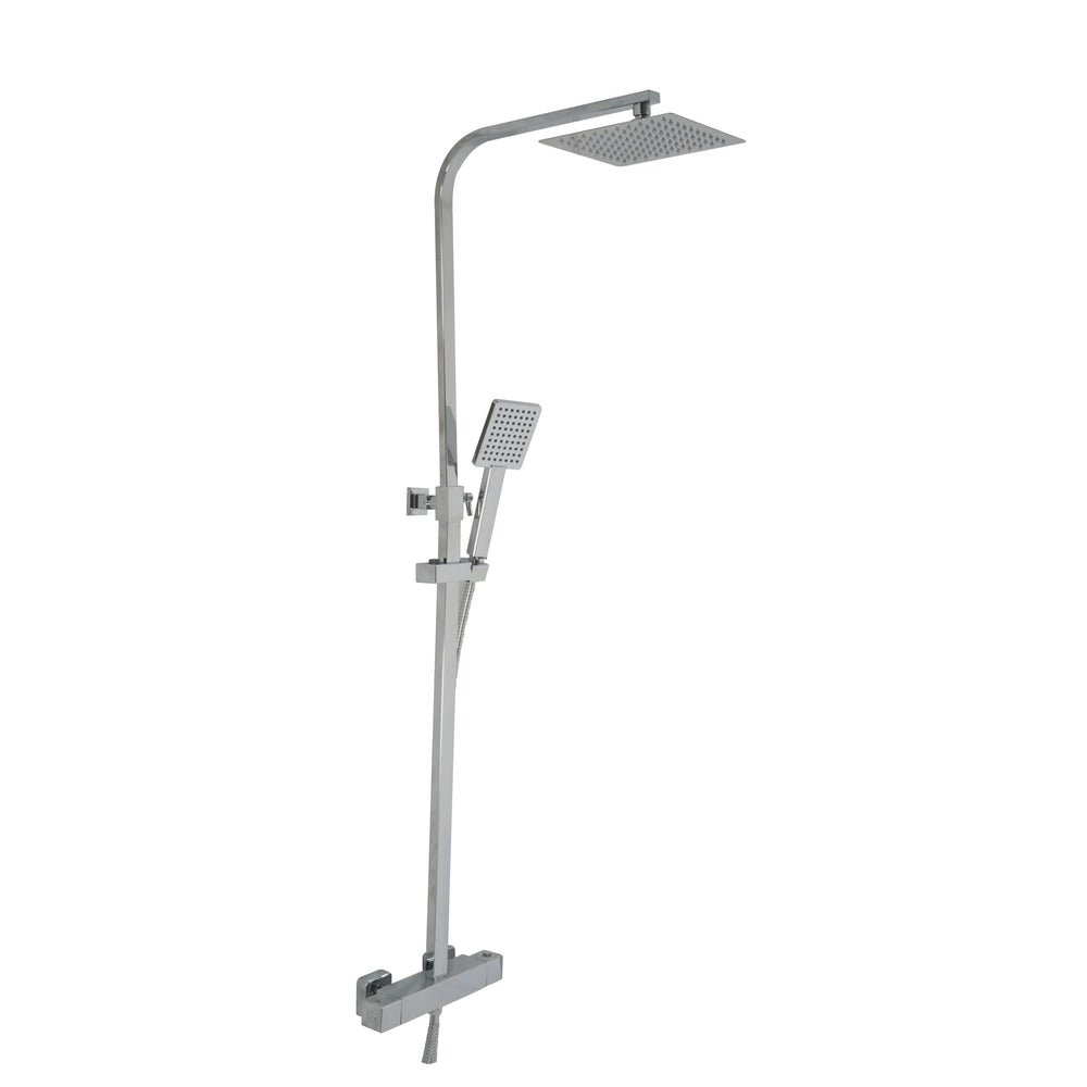 JTP Thermostatic Shower Mixer with Rigid Riser and Overhead Shower in Chrome