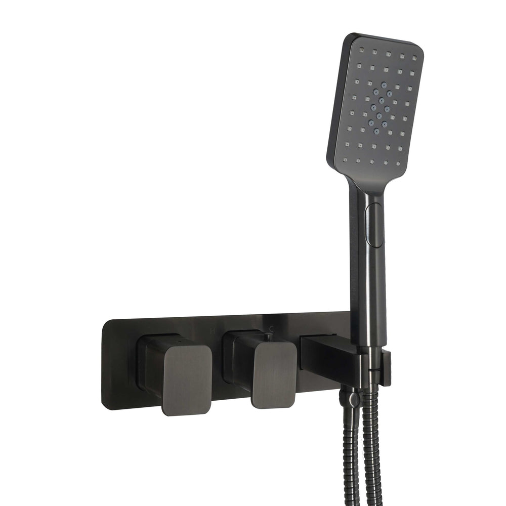 JTP HIX Thermostatic Concealed 2 Outlet Shower Valve with Attached Handset in Brushed Black
