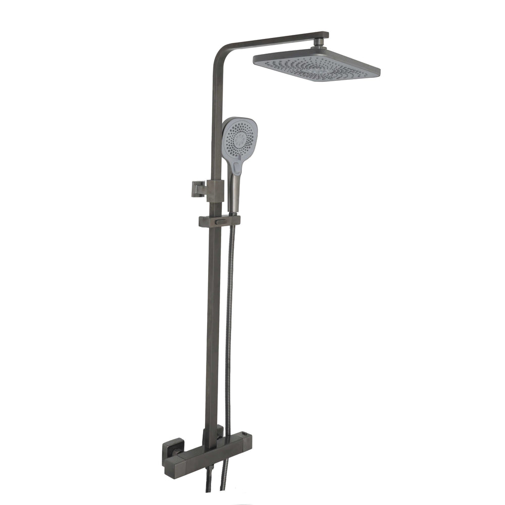 JTP HIX Thermostatic Bar Valve, 2 Outlet, with Adjustable Riser and Multifunction Handle in Brushed Black