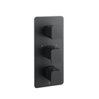 JTP HIX Thermostatic Concealed 3 Outlet Shower Valve, Vertical in Matt Black