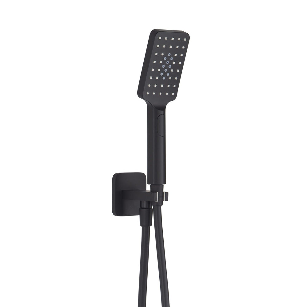 JTP HIX Square Water Outlet with Holder, Hose and Hand Shower in Matt Black