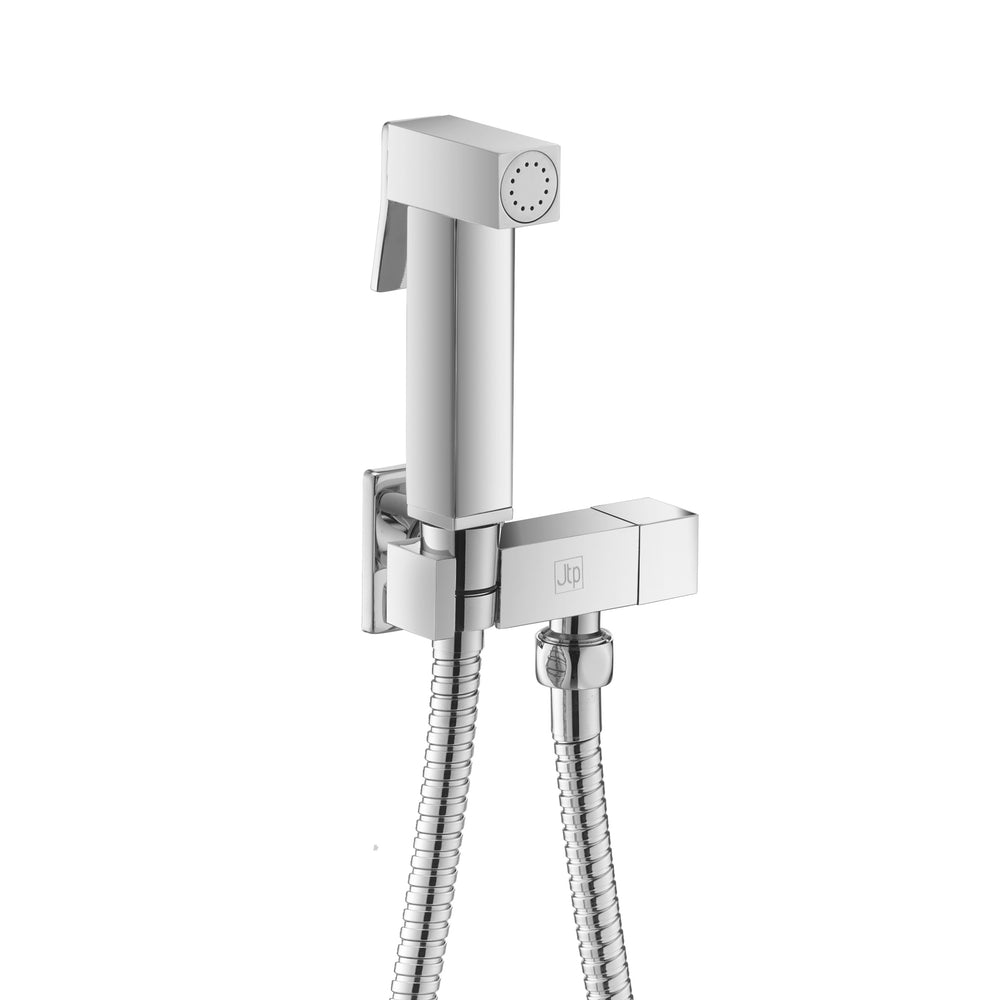 JTP Square Douche Set with Built In Angle Valve and Bracket in Chrome