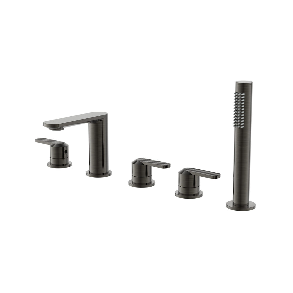JTP NEO 5 Hole Deck Mounted Bath Shower Mixer in Brushed Black