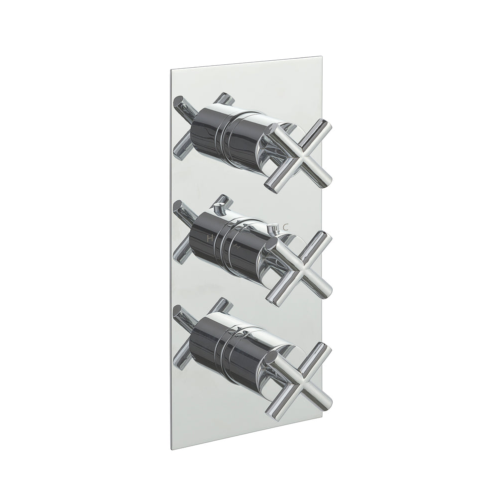 JTP Solex Thermostatic Concealed 3 Outlet Shower Valve, Vertical in Chrome
