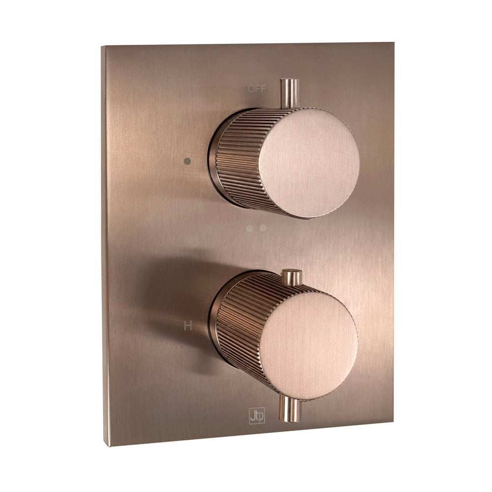 JTP EVO Double Outlet Thermostatic Trimset for Universal Box in Brushed Bronze