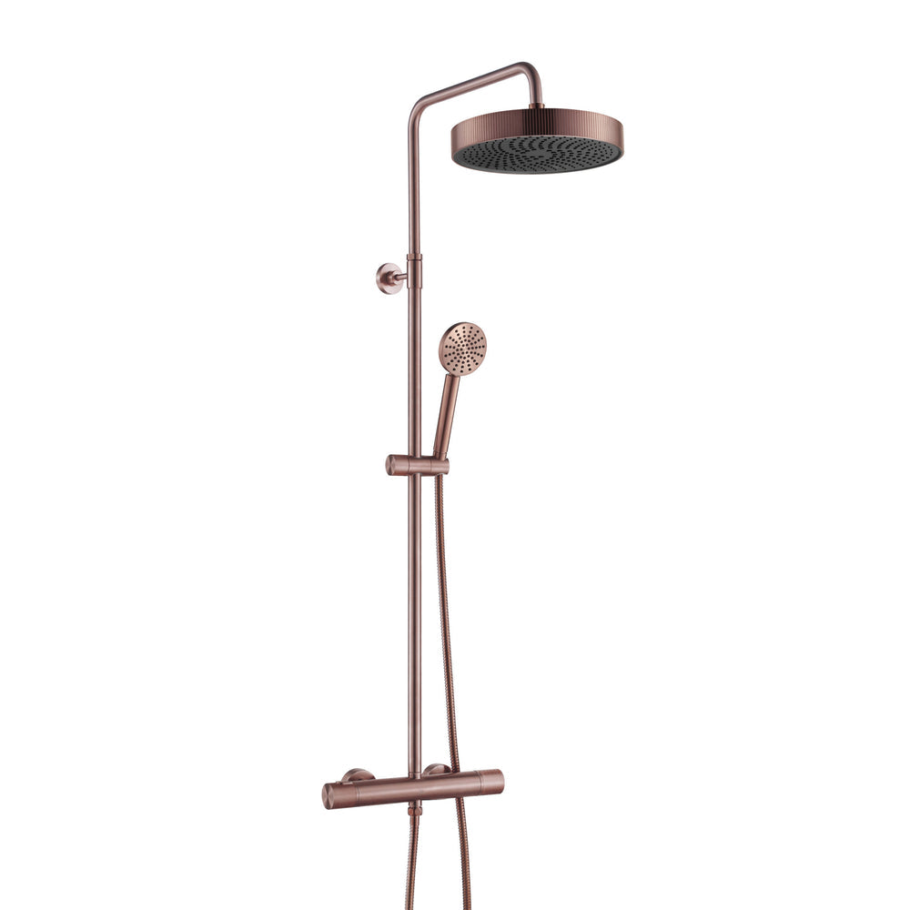 JTP EVO Thermostatic Bar Valve, 2 Outlet, with Riser and Kit in Brushed Bronze