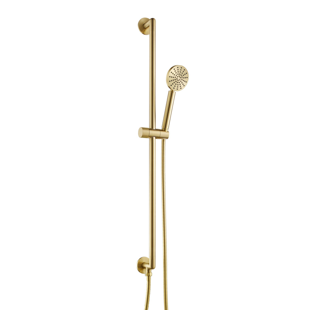 JTP EVO Slide Rail with Round Shower Handle and Hose in Brushed Brass