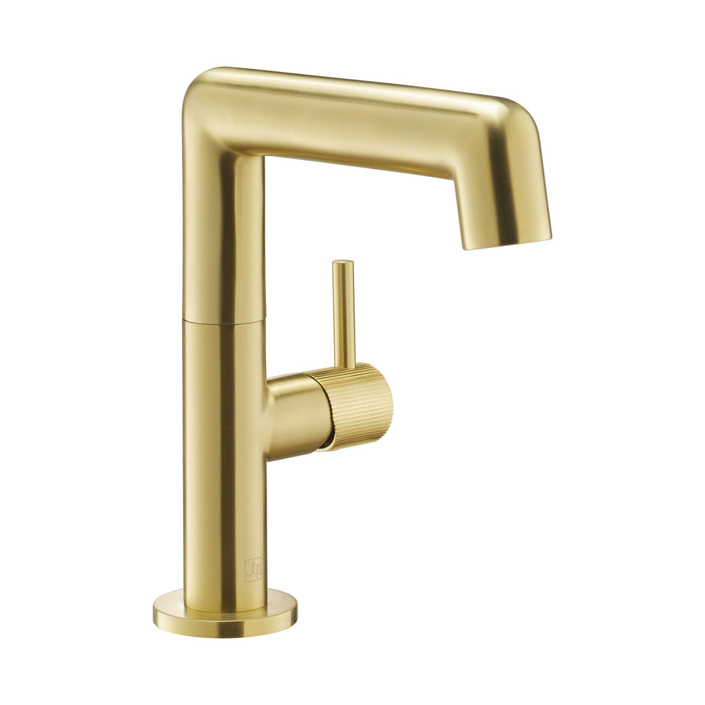 JTP EVO Side Lever Swivel Basin Mixer in Brushed Brass