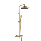 JTP EVO Thermostatic Bar Valve, 2 Outlet, with Riser and Kit in Brushed Brass