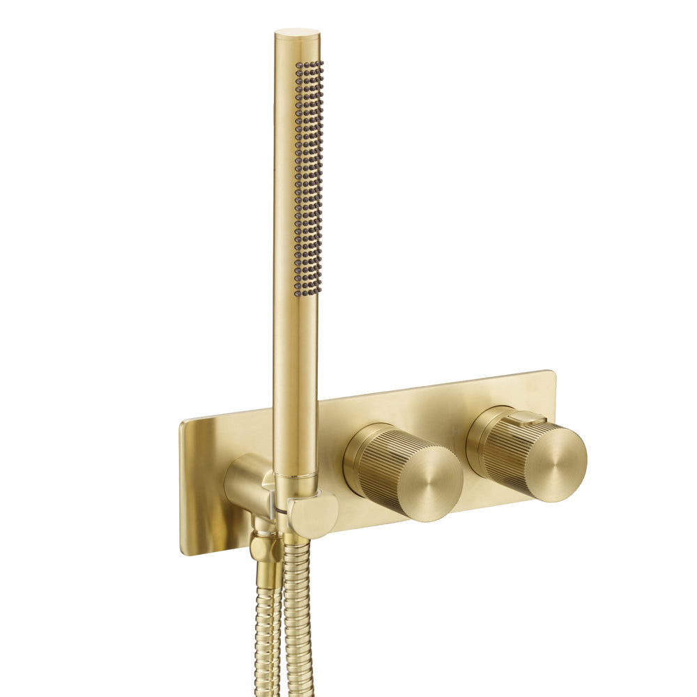 JTP EVO Thermostatic Concealed 2 Outlet Shower Valve with Attached Handset in Brushed Brass