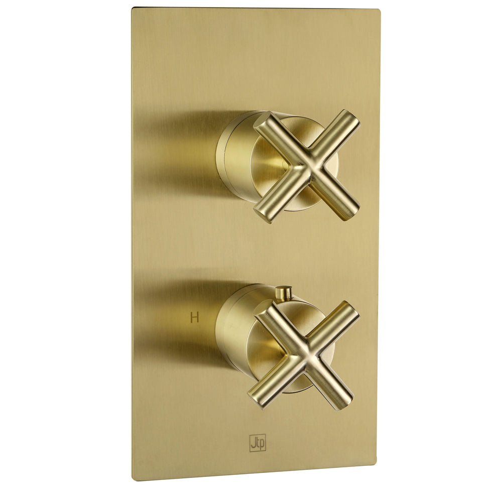 JTP Solex Thermostatic Concealed 1 Outlet Shower Valve, Vertical in Brushed Brass