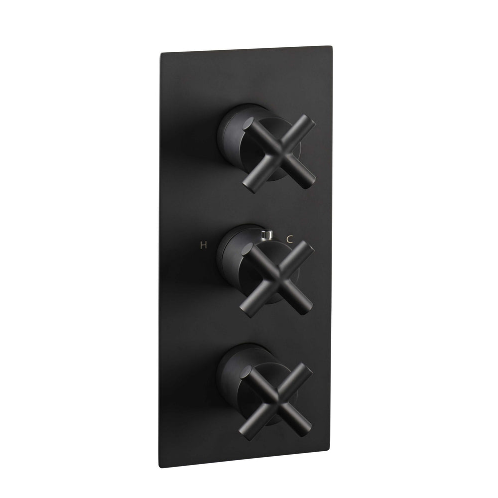 JTP Solex Thermostatic Concealed 3 Outlet Shower Valve, Vertical in Matt Black