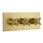 JTP Solex Thermostatic Concealed 2 Outlet Shower Valve, Horizontal in Brushed Brass