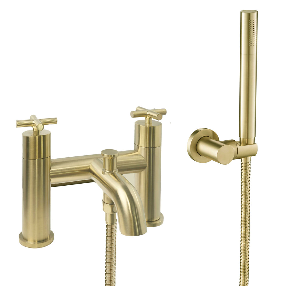 JTP Solex Deck Mounted Bath Shower Mixer with Kit in Brushed Brass