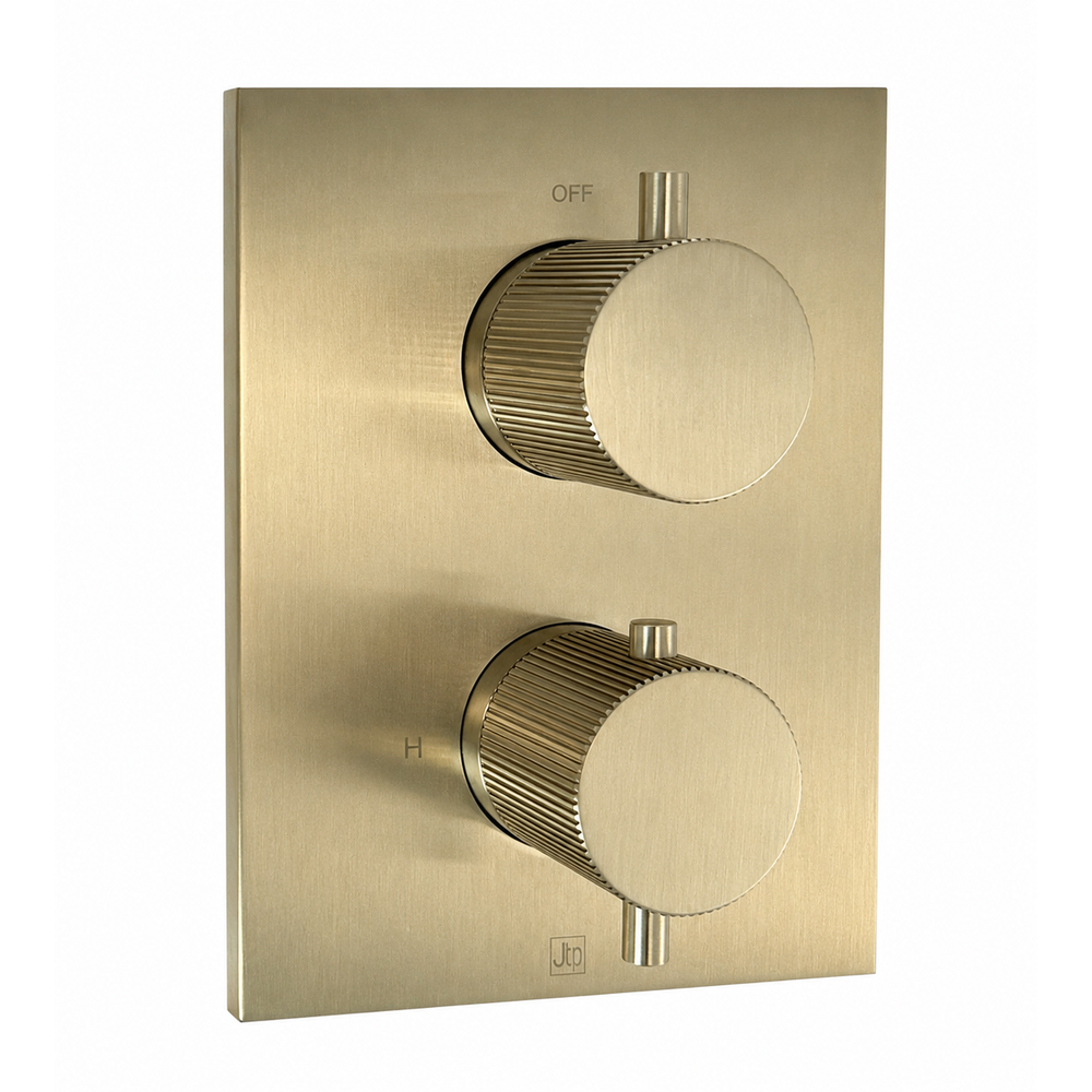 JTP EVO Single Outlet Thermostatic Trimset for Universal Box in Brushed Brass