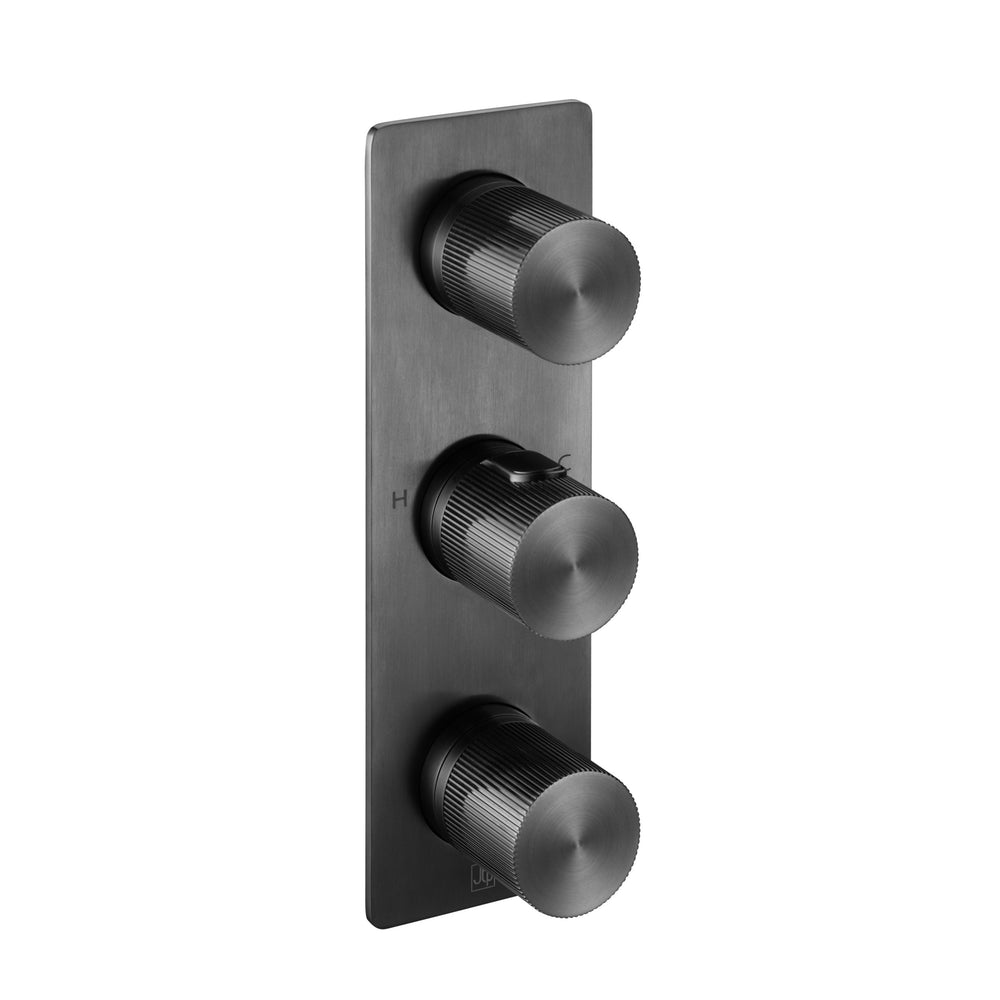 JTP EVO Thermostatic Concealed 3 Outlet Shower Valve, Vertical in Brushed Black