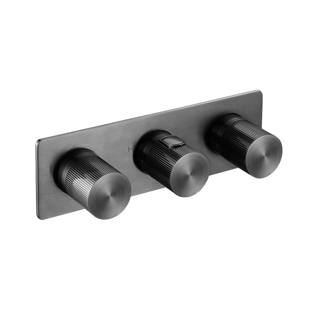 JTP EVO Thermostatic Concealed 3 Outlet Shower Valve, Horizontal in Brushed Black