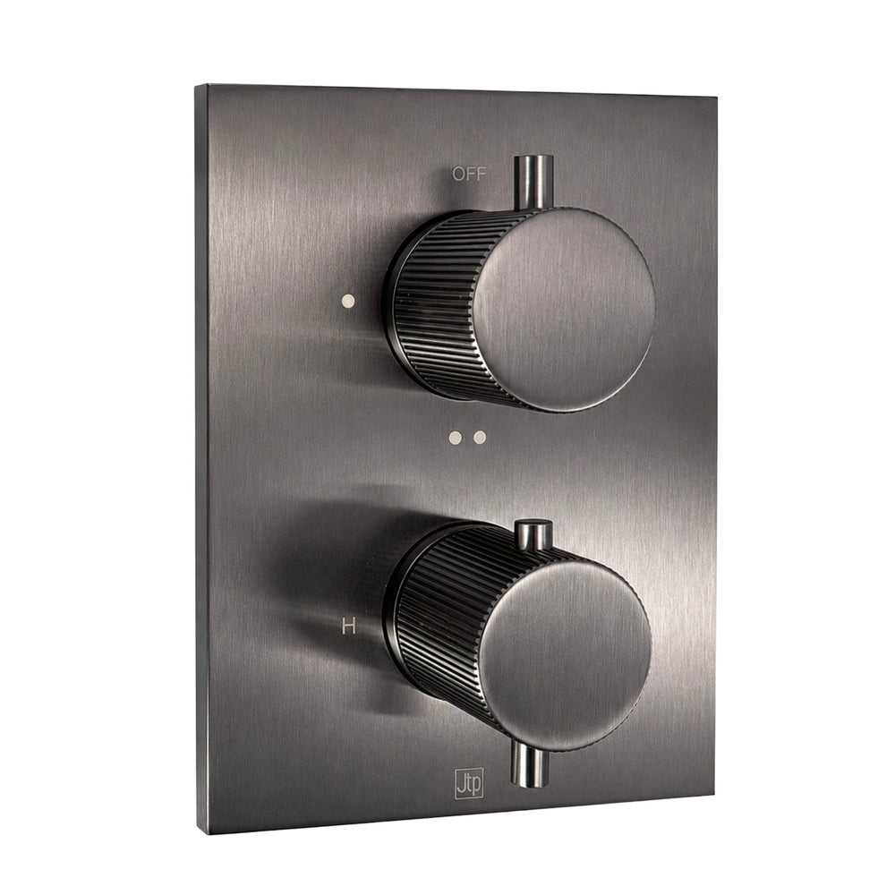 JTP EVO Double Outlet Thermostatic Trimset for Universal Box in Brushed Black