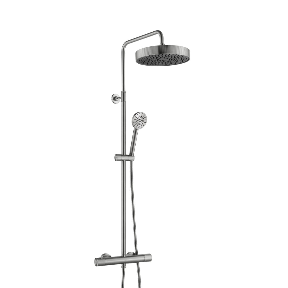 JTP EVO Thermostatic Bar Valve, 2 Outlet, with Riser and Kit in Brushed Black