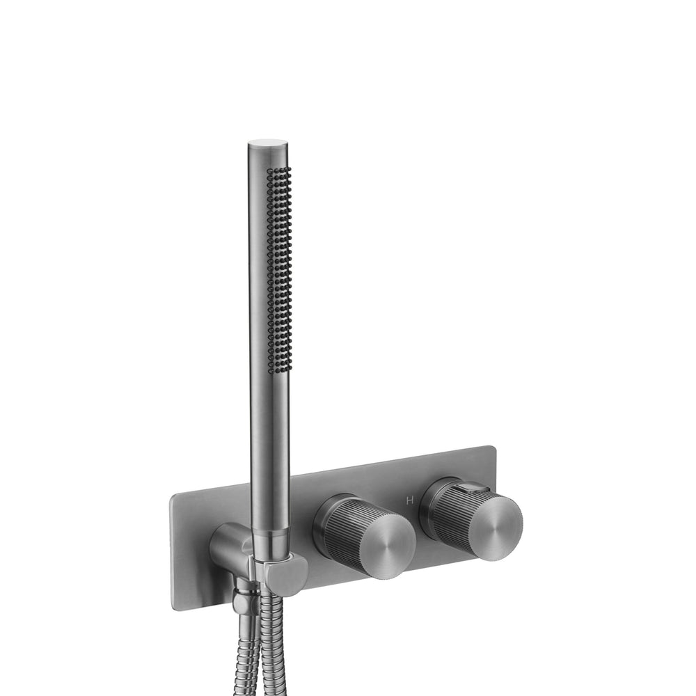 JTP EVO Thermostatic Concealed 2 Outlet Shower Valve with Attached Handset in Brushed Black