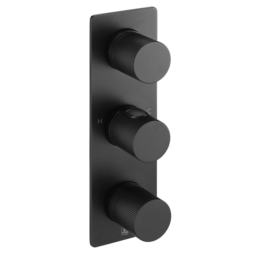 JTP EVO Thermostatic Concealed 2 Outlet Shower Valve, Vertical in Matt Black
