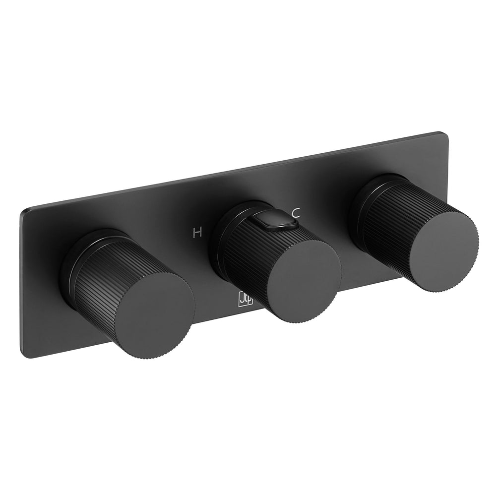 JTP EVO Thermostatic Concealed 2 Outlet Shower Valve, Horizontal in Matt Black