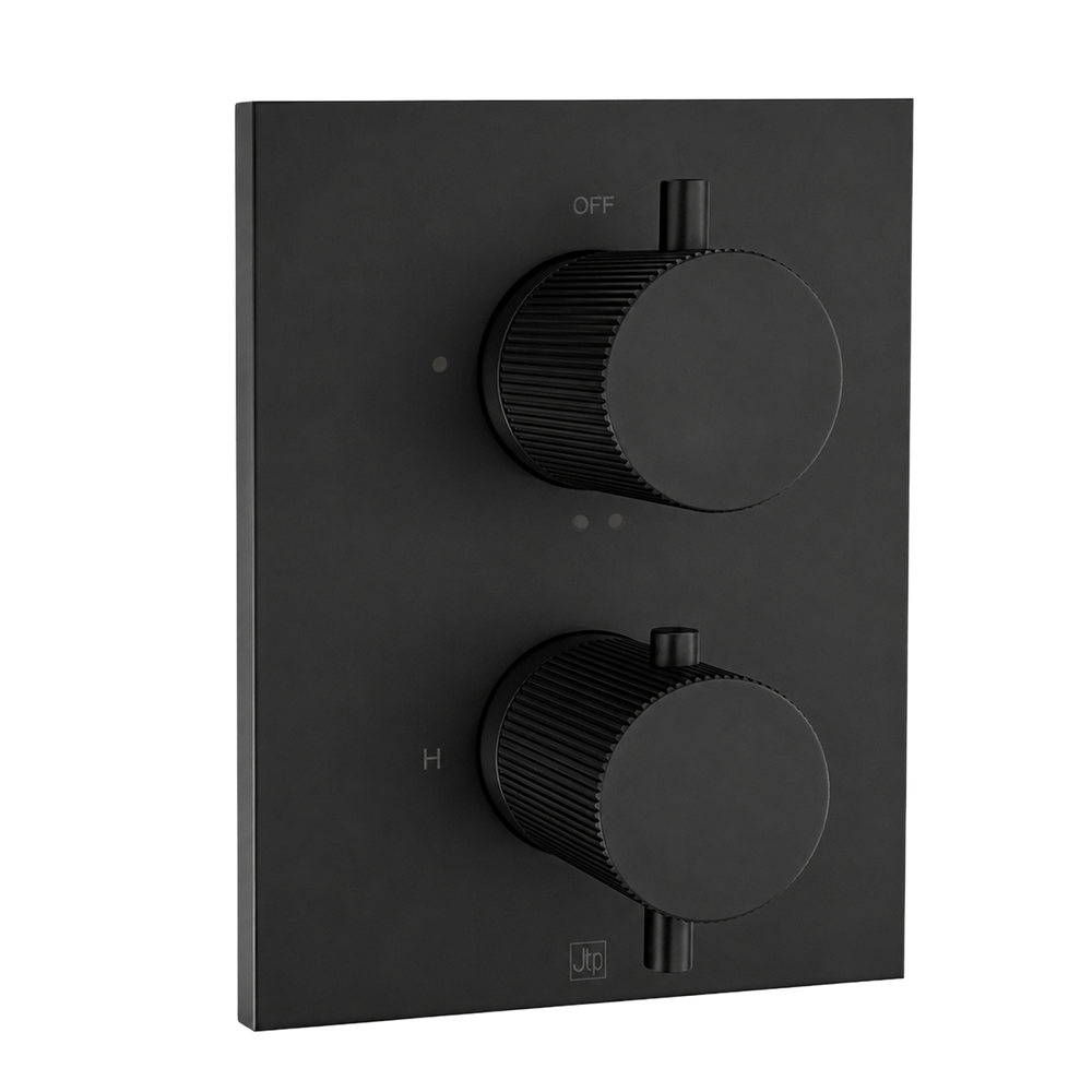 JTP EVO Double Outlet Thermostatic Trimset for Universal Box in Matt Black