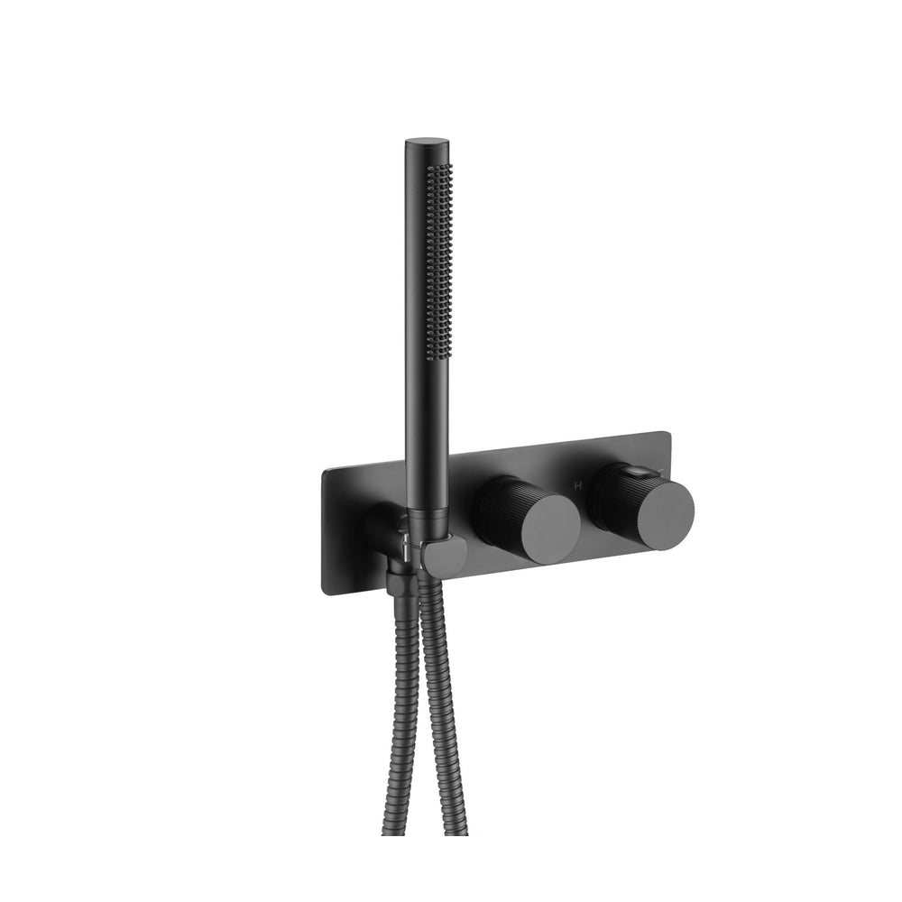 JTP VOS Thermostatic Concealed 2 Outlet Shower Valve with Attached Handset in Matt Black