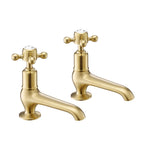 JTP Grosvenor Cross Long Nose Basin Taps in Brushed Brass