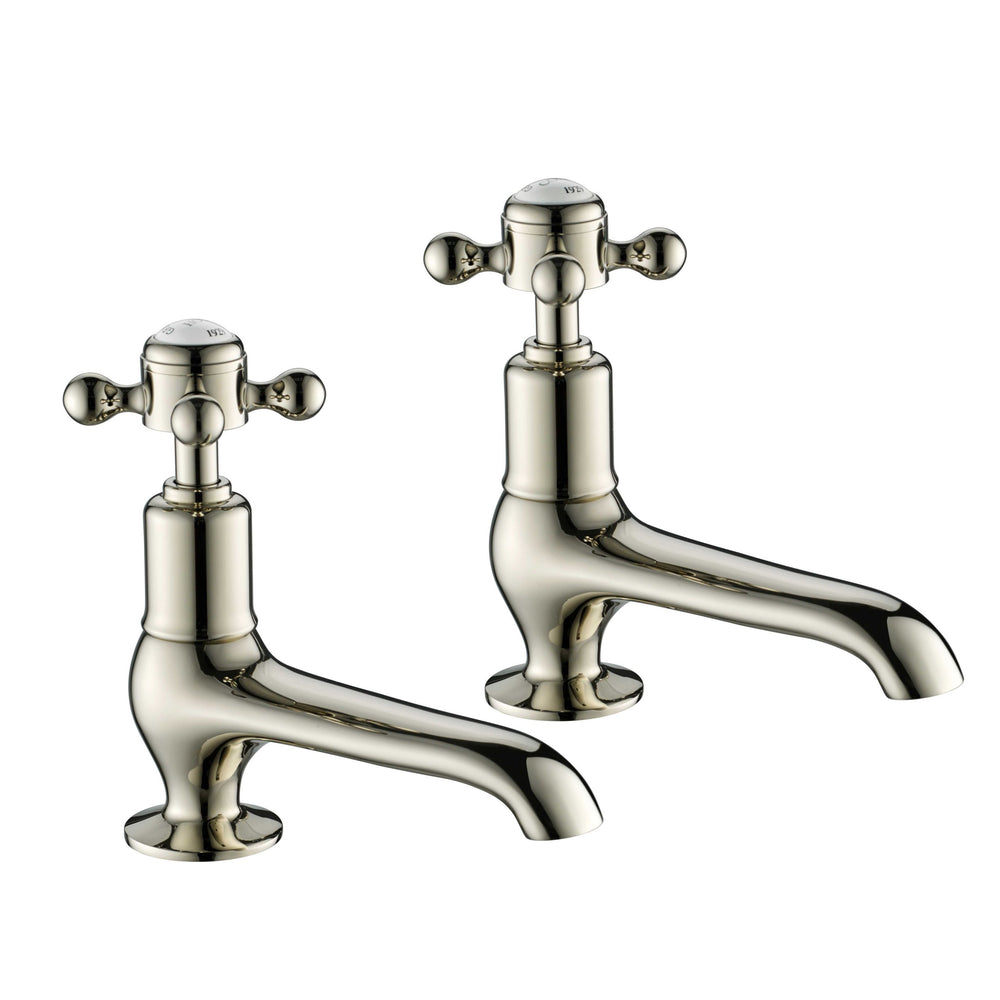 JTP Grosvenor Cross Long Nose Basin Taps in Polished Nickel