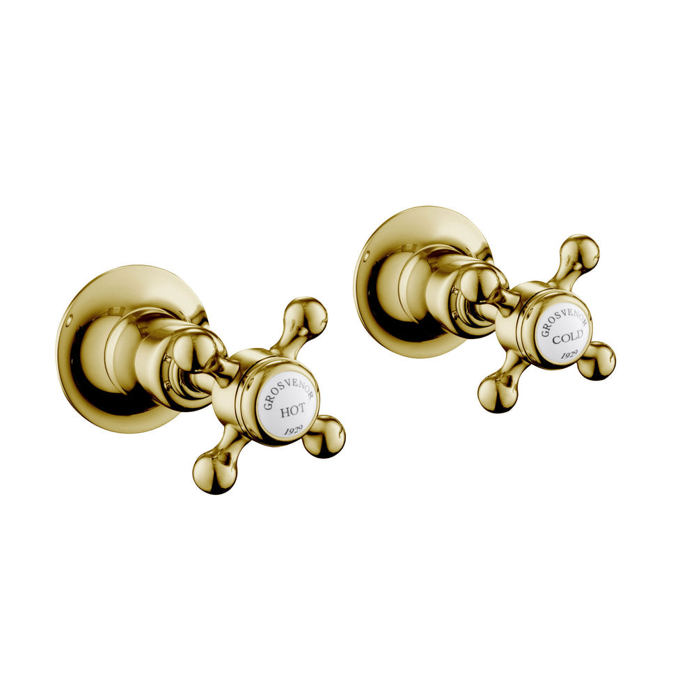 JTP Grosvenor Cross Wall Valves 1/2" in Polished Gold