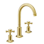 JTP Grosvenor Cross 3 Hole Basin Mixer with Swivel Spout and Pop Up Waste in Brushed Brass