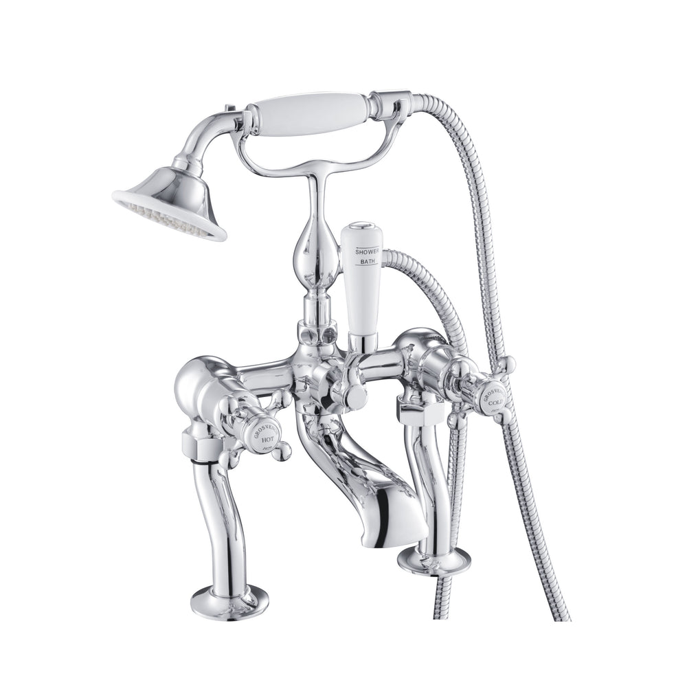 JTP Grosvenor Cross Bath Shower Mixer with Kit in Chrome