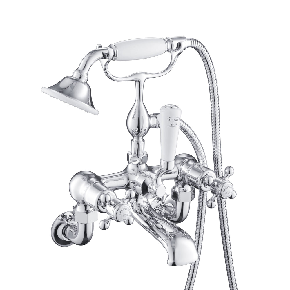 JTP Grosvenor Cross Bath Shower Mixer with Kit in Chrome