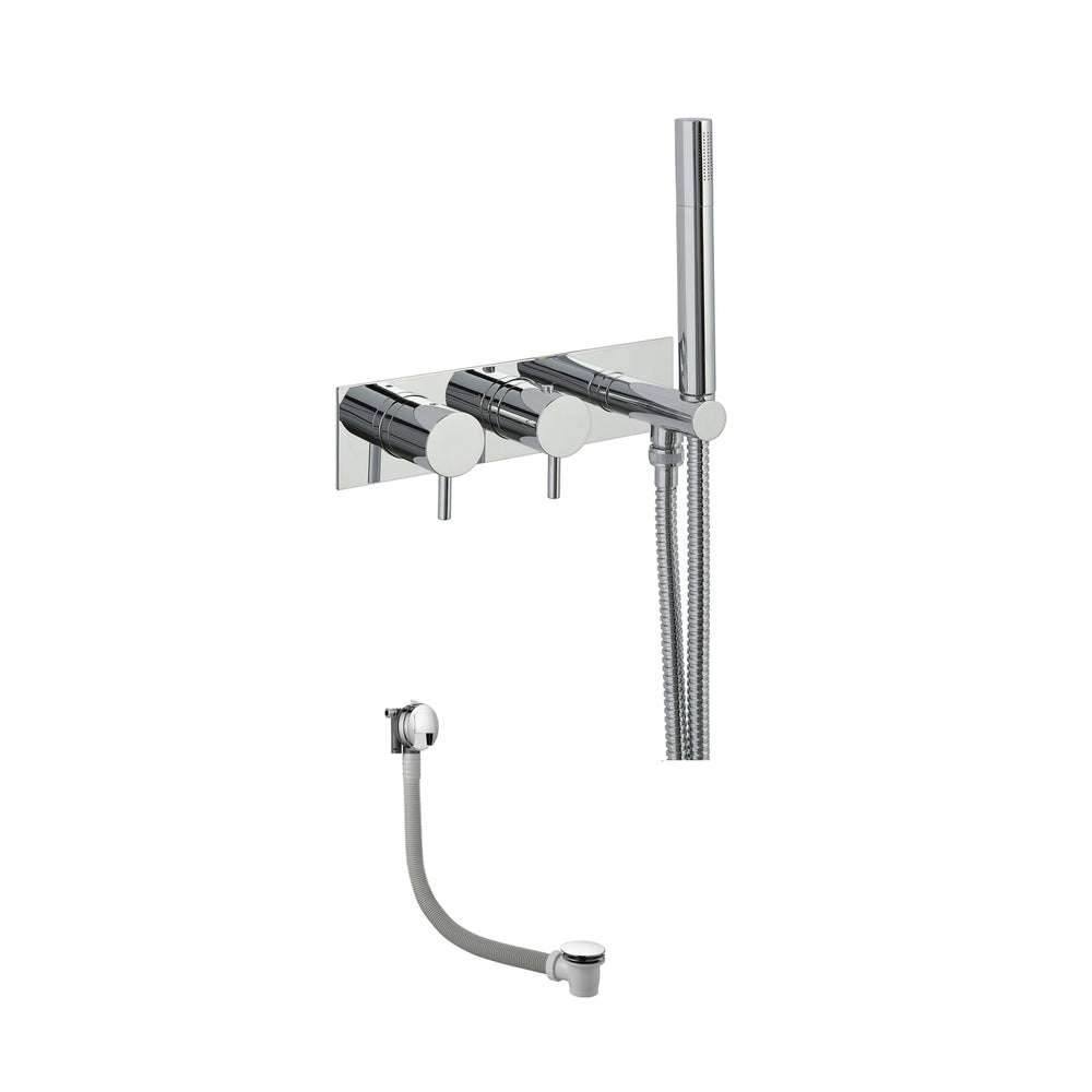 JTP VOS Concealed Bath Pack: 2 Outlet Valve with Handset and Slimline Exofil in Chrome