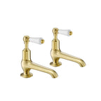 JTP Grosvenor Lever Long Nose Basin Taps in Brushed Brass