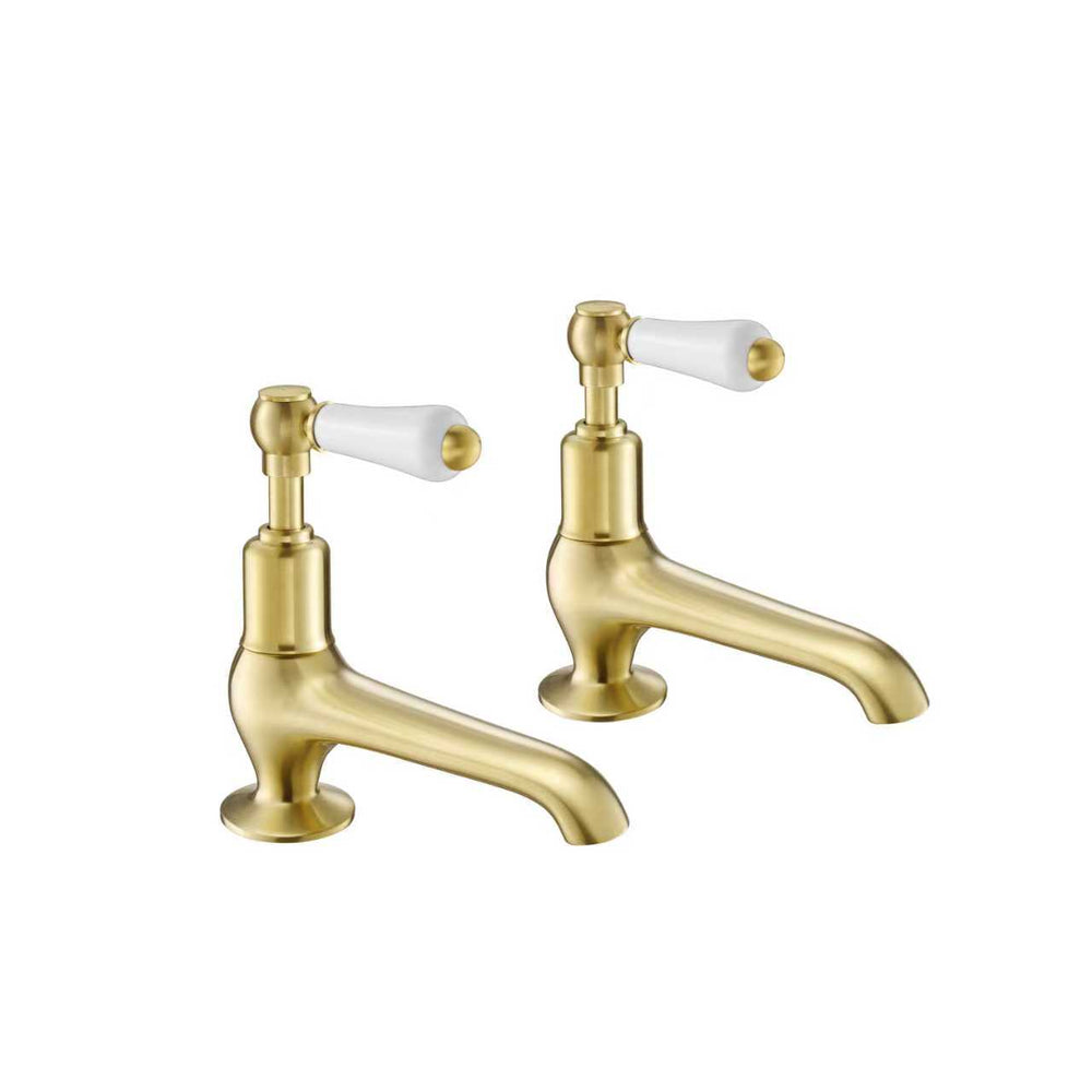 JTP Grosvenor Lever Long Nose Basin Taps in Brushed Brass
