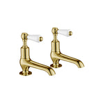 JTP Grosvenor Lever Long Nose Basin Taps in Polished Gold
