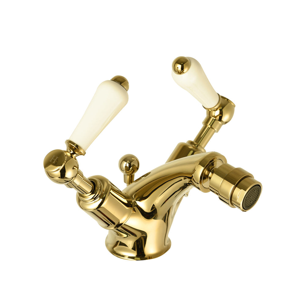JTP Grosvenor Lever Bidet Mixer with Pop Up Waste in Polished Gold