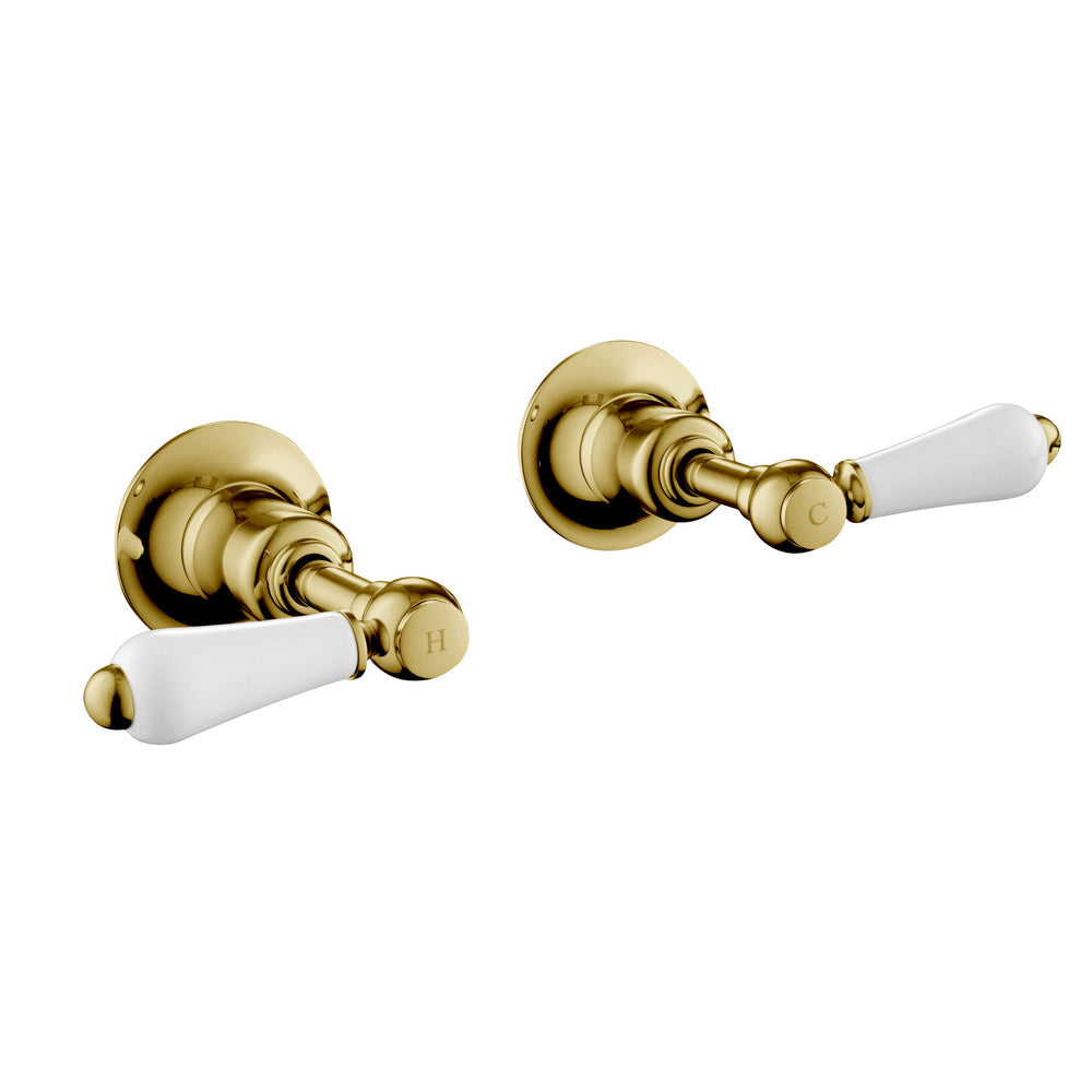 JTP Grosvenor Lever Wall Valves 1/2" in Polished Gold