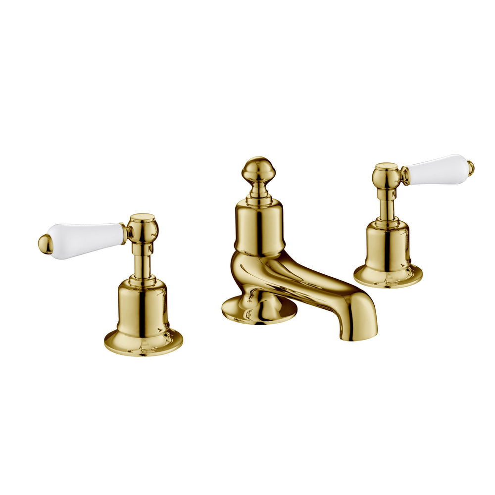 JTP Grosvenor Lever 3 Hole Deck Mounted Bath Filler in Polished Gold