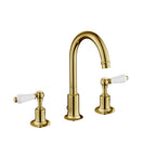 JTP Grosvenor Lever 3 Hole Basin Mixer with Swivel Spout and Pop Up Waste in Polished Gold