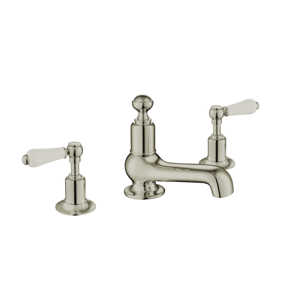 JTP Grosvenor Lever 3 Hole Deck Mounted Basin Mixer in Polished Nickel