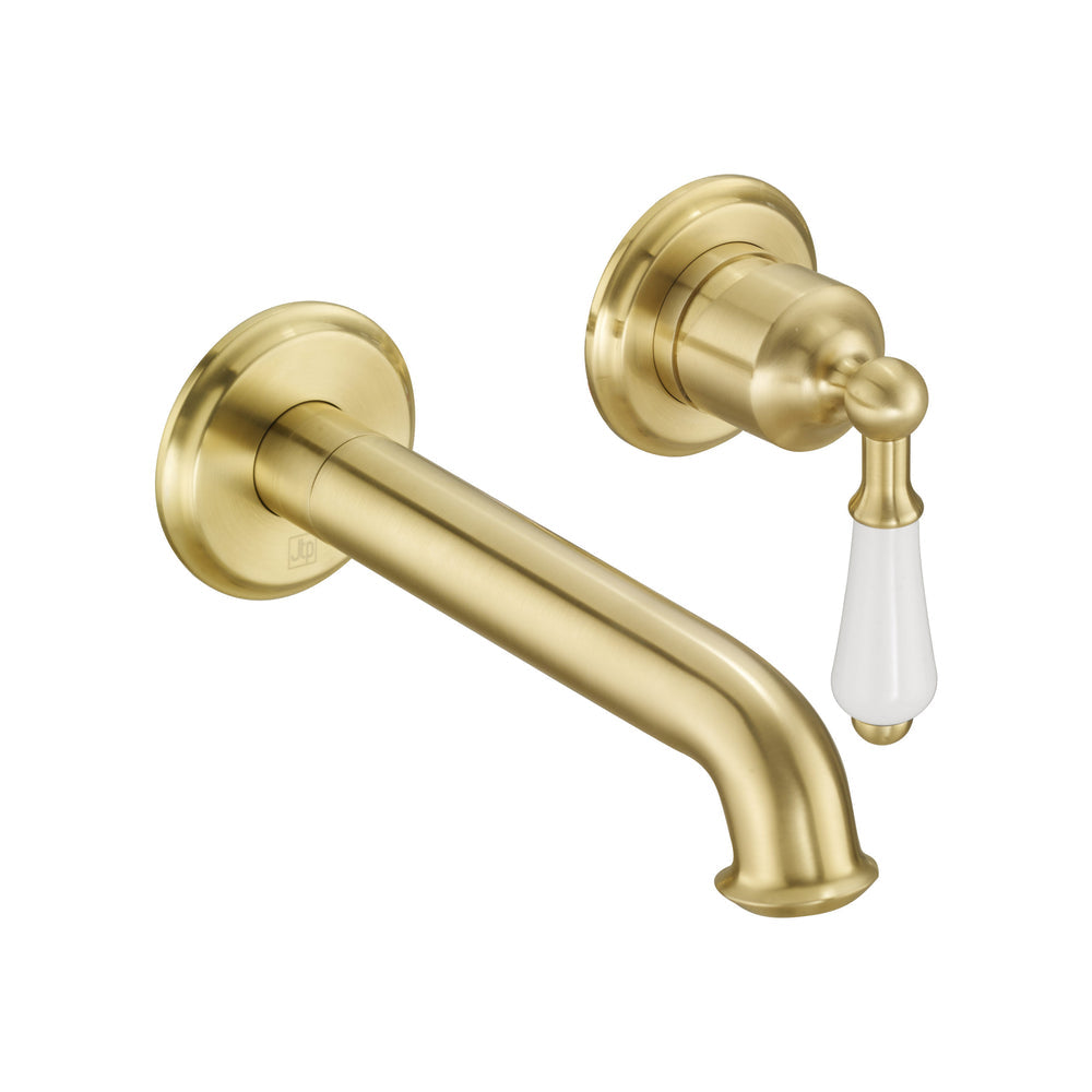 JTP Grosvenor Lever Single Lever Wall Mounted Basin Mixer in Brushed Brass