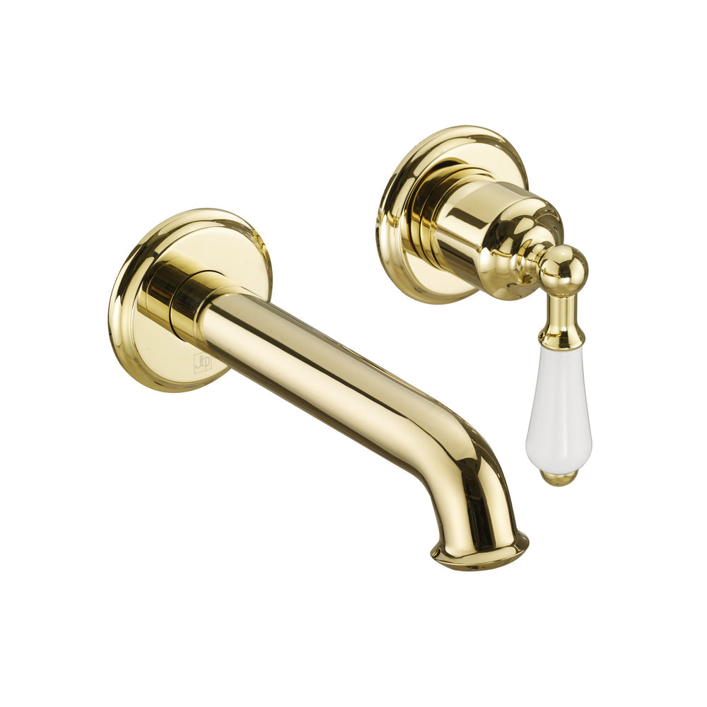 JTP Grosvenor Lever Single Lever Wall Mounted Basin Mixer in Polished Gold