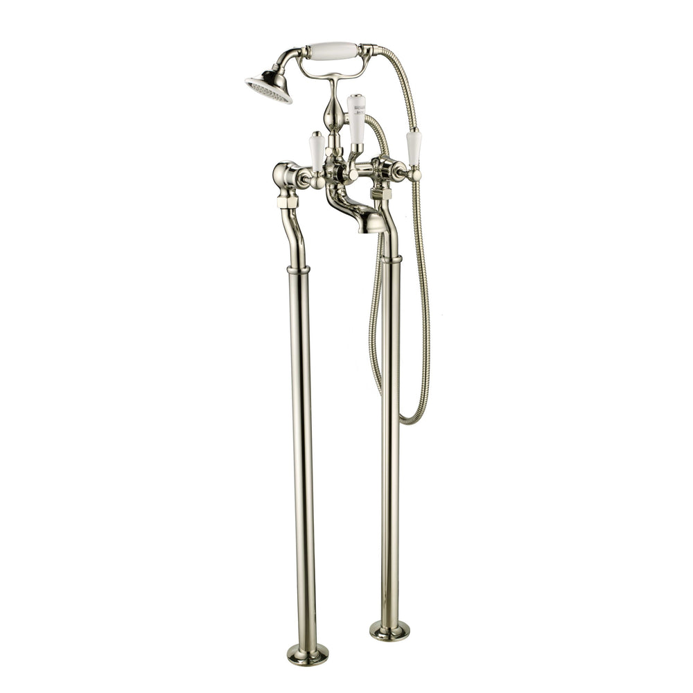 JTP Grosvenor Lever Freestanding Bath Shower Mixer with Kit in Polished Nickel