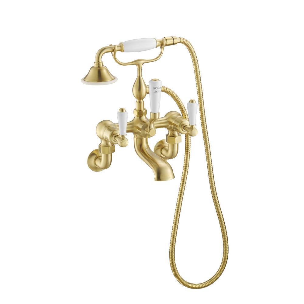 JTP Grosvenor Lever Bath Shower Mixer with Kit in Brushed Brass