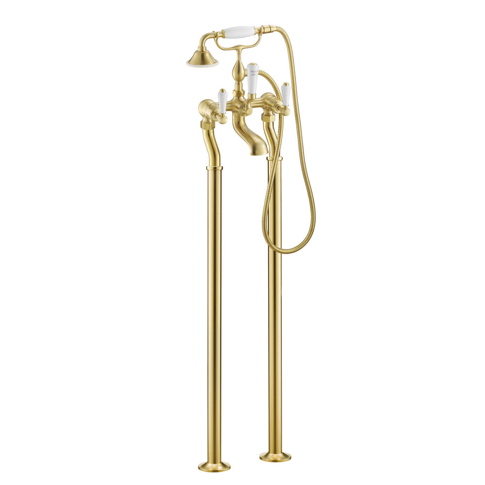 JTP Grosvenor Lever Freestanding Bath Shower Mixer with Kit in Brushed Brass