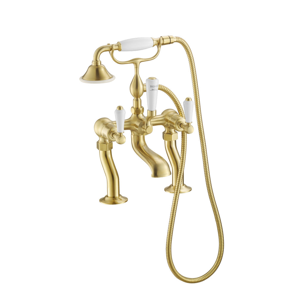 JTP Grosvenor Lever Bath Shower Mixer with Kit in Brushed Brass